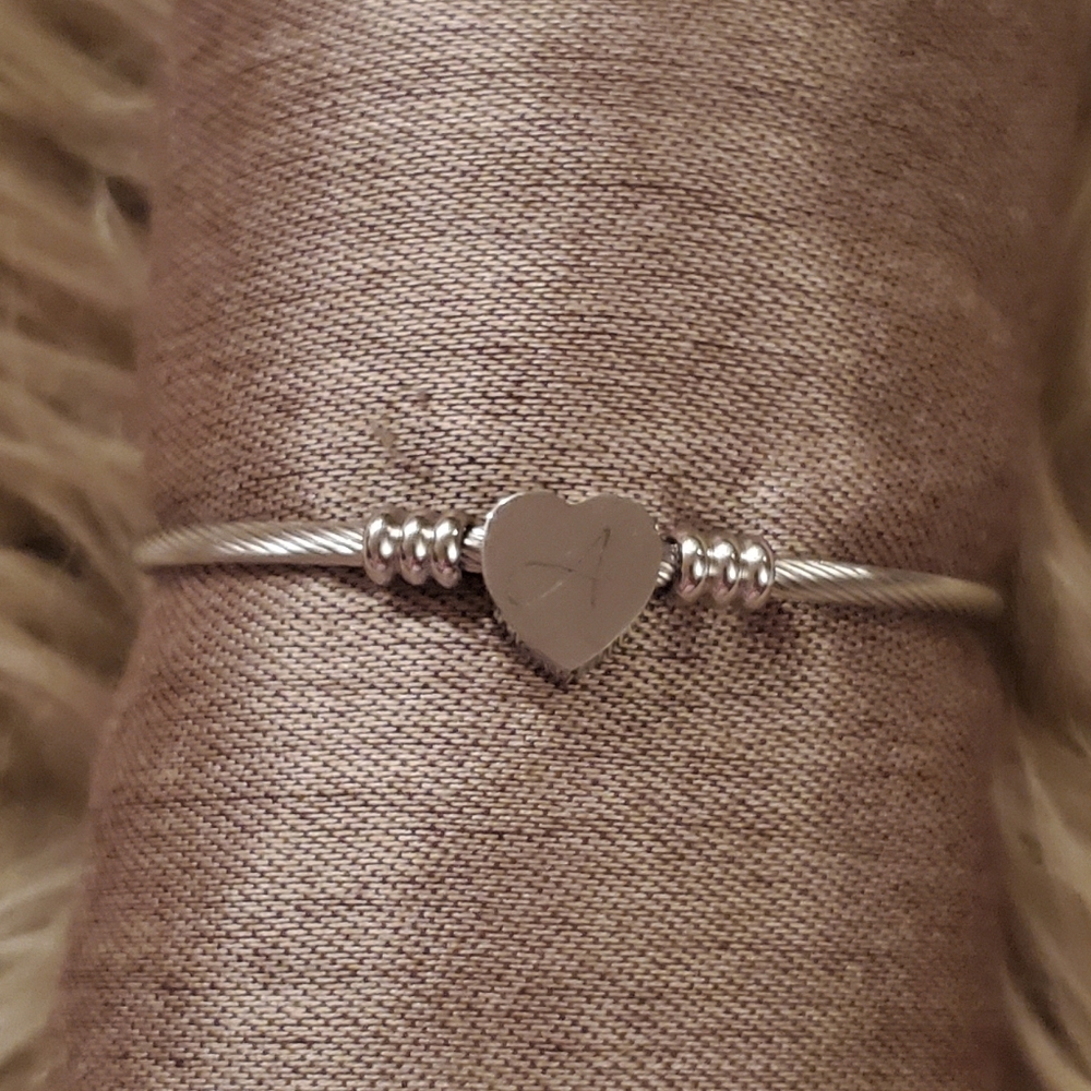 Silver Monogrammed Bangle Bracelet